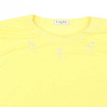 Womens UK Size 2XL Lucky Yellow Basic T-Shirt