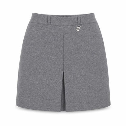 Front view of Adams girls’ grey polyester pleated skirt, size 9, years regular