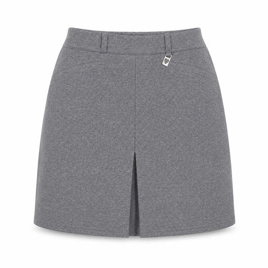 Front view of Adams girls’ grey polyester pleated skirt, size 9, years regular