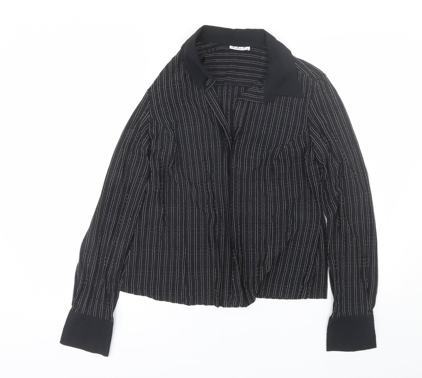 Womens UK Size 14 Select Black Basic Button-Up