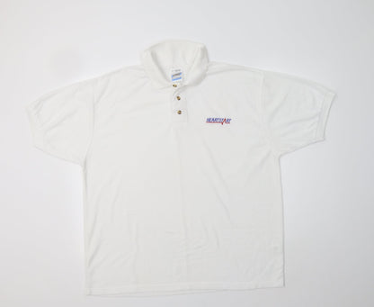 Fruit of the Loom Mens White  Polyester  Polo Size XL Collared