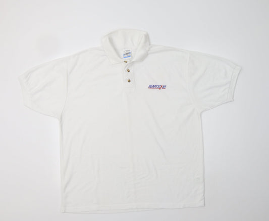 Fruit of the Loom Mens White  Polyester  Polo Size XL Collared