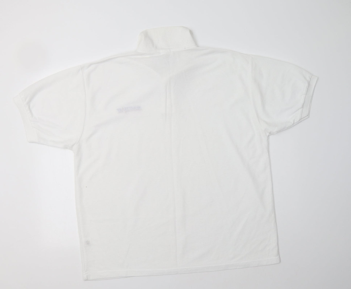 Fruit of the Loom Mens White  Polyester  Polo Size XL Collared