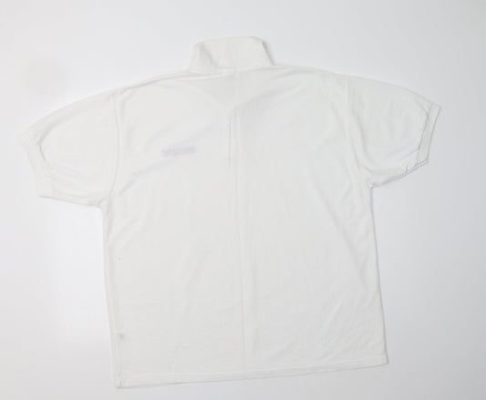 Fruit of the Loom Mens White  Polyester  Polo Size XL Collared