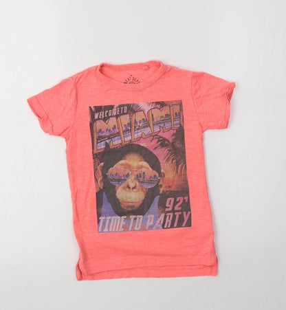 NEXT Girls Pink  Cotton Basic T-Shirt Size 3 Years Crew Neck  - Miami