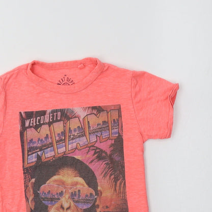 NEXT Girls Pink  Cotton Basic T-Shirt Size 3 Years Crew Neck  - Miami