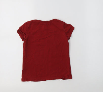 Preworn Girls Red  Cotton Basic T-Shirt Size 5 Years Crew Neck  - Harry Potter