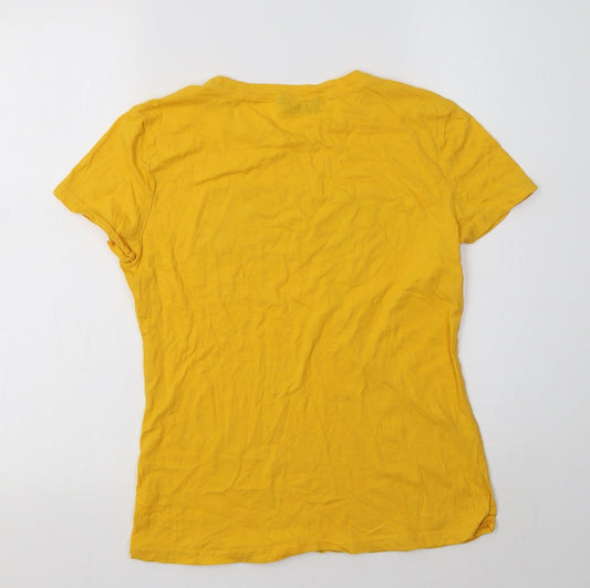 SheIn Womens Yellow  Cotton Basic Polo Size 10 Collared