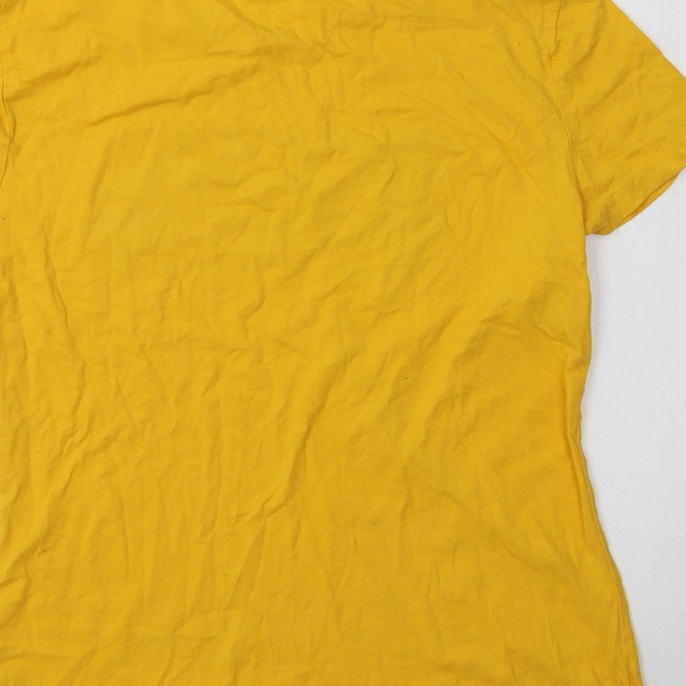 SheIn Womens Yellow  Cotton Basic Polo Size 10 Collared