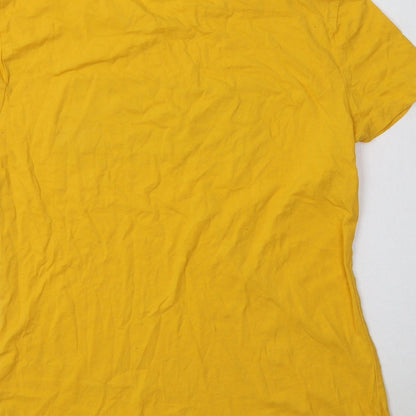 SheIn Womens Yellow  Cotton Basic Polo Size 10 Collared