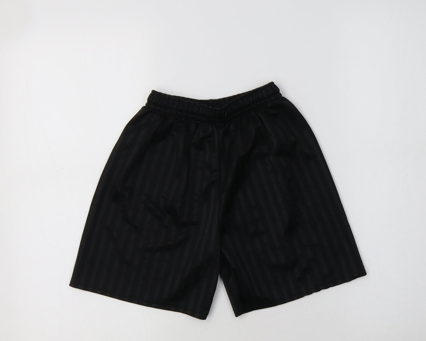Preworn Boys Black Striped Polyester Sweat Shorts Size 9-10 Years  Regular