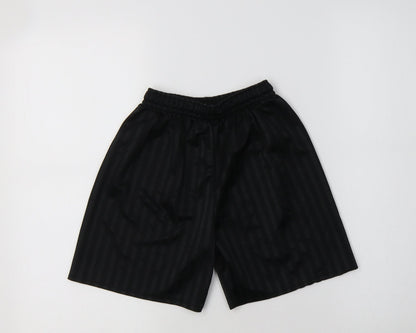 Preworn Boys Black Striped Polyester Sweat Shorts Size 9-10 Years  Regular