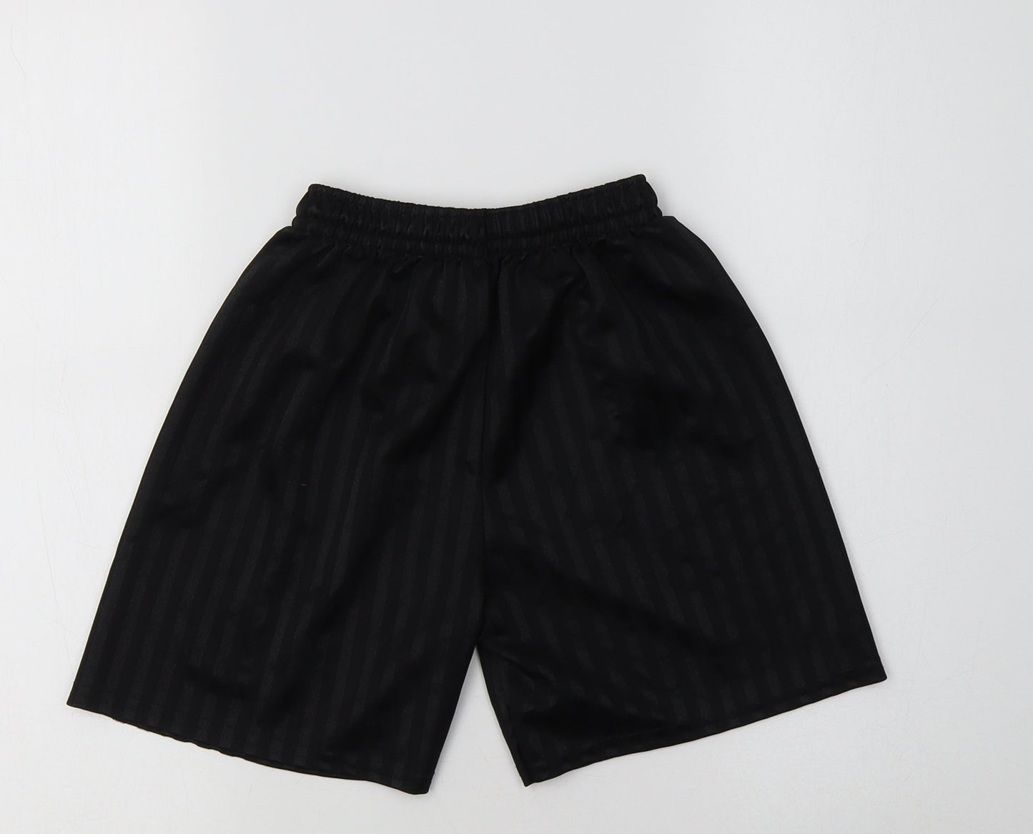 Preworn Boys Black Striped Polyester Sweat Shorts Size 9-10 Years  Regular
