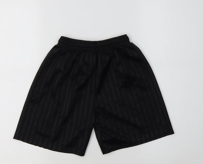 Preworn Boys Black Striped Polyester Sweat Shorts Size 9-10 Years  Regular