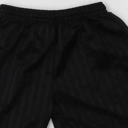 Preworn Boys Black Striped Polyester Sweat Shorts Size 9-10 Years  Regular