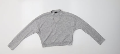 New Look Girls Grey Mock Neck  Polyester Pullover Jumper Size 12-13 Years