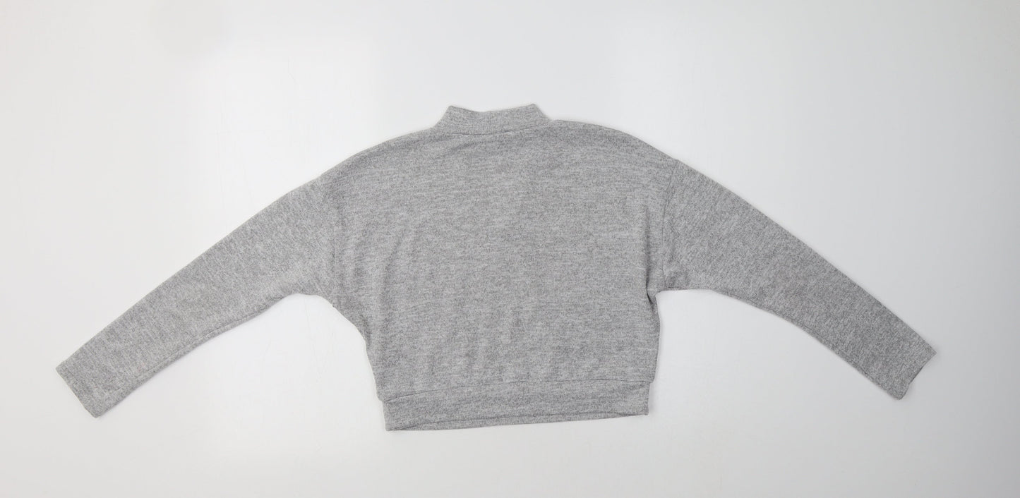 New Look Girls Grey Mock Neck  Polyester Pullover Jumper Size 12-13 Years