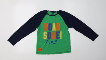 Additional front view of Studio boys’ green colourblock polyester henley sweatshirt, size 8-9, years