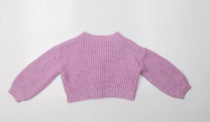 Matalan Girls Purple V-Neck  Acrylic Cardigan Jumper Size 6 Years