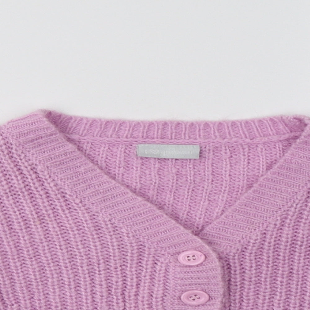 Matalan Girls Purple V-Neck  Acrylic Cardigan Jumper Size 6 Years
