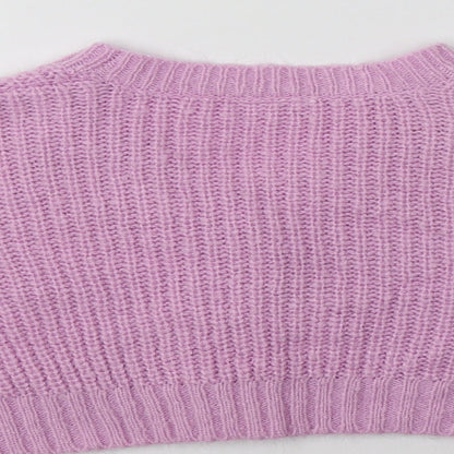 Matalan Girls Purple V-Neck  Acrylic Cardigan Jumper Size 6 Years