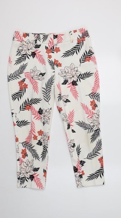 Womens UK Size 10 Dorothy Perkins Regular Fit Cropped White Trousers