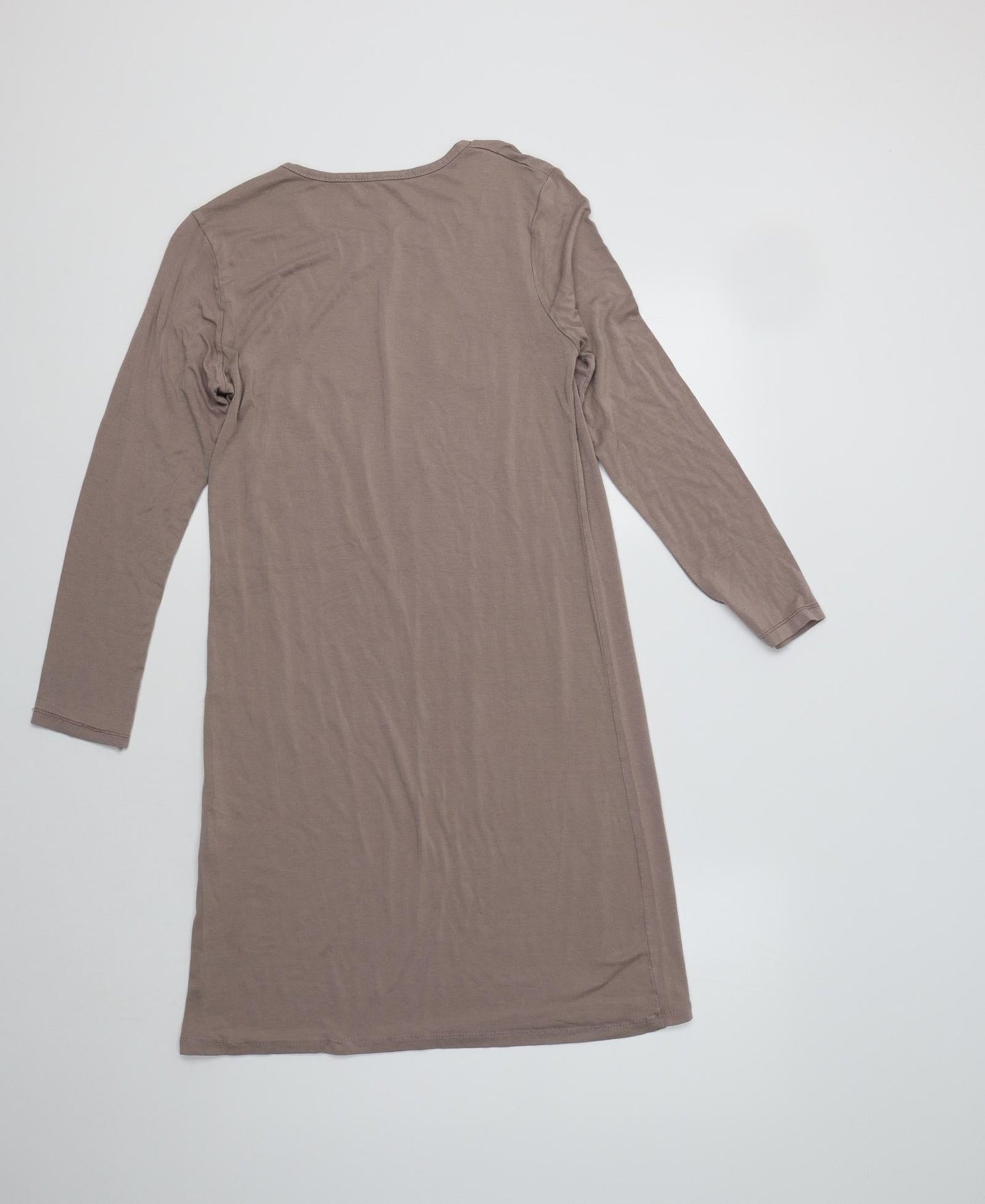 Angel Cup Womens Beige  Viscose Tunic Blouse Size S Crew Neck