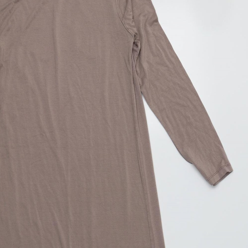 Angel Cup Womens Beige  Viscose Tunic Blouse Size S Crew Neck