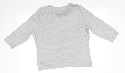 Soon Womens Grey Round Neck Floral Viscose Pullover Jumper Size 18 - Light Grey 3D flower decoration