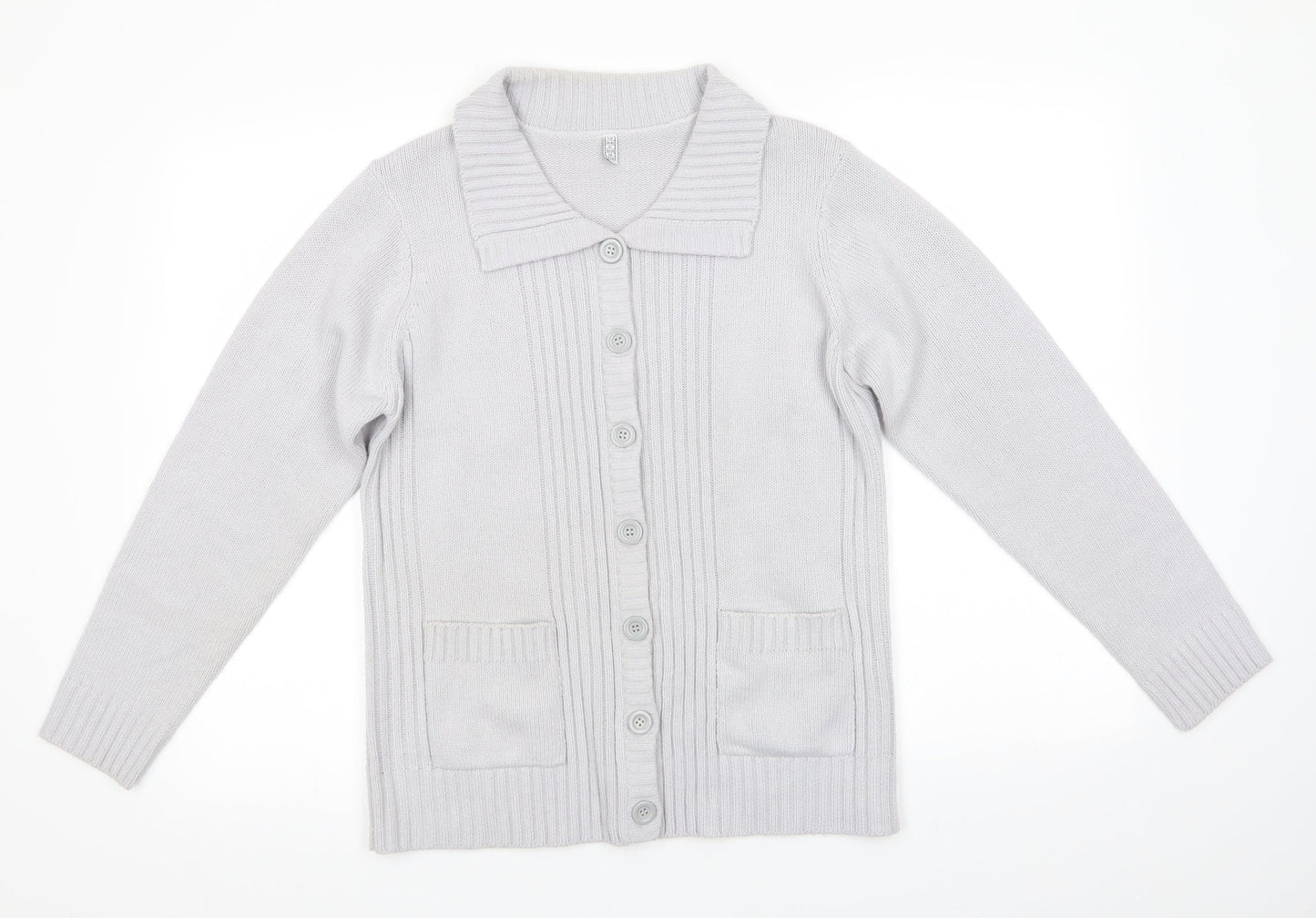 Womens UK Size 10 Preworn Grey Cardigan Jumper