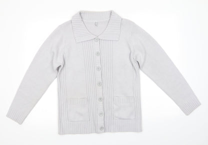 Womens UK Size 10 Preworn Grey Cardigan Jumper