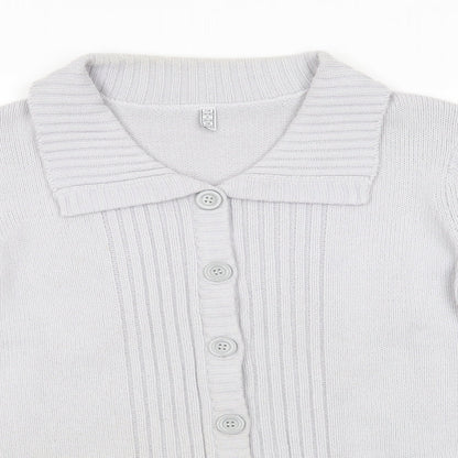 Womens UK Size 10 Preworn Grey Cardigan Jumper