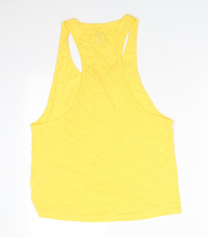 Nastrovje Potsdam Womens Yellow  Cotton Basic Tank Size M Scoop Neck - White Flowers