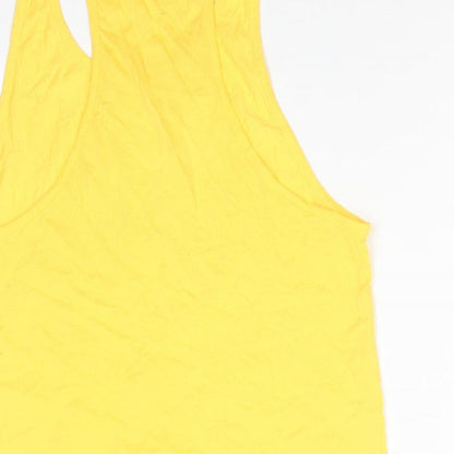 Nastrovje Potsdam Womens Yellow  Cotton Basic Tank Size M Scoop Neck - White Flowers