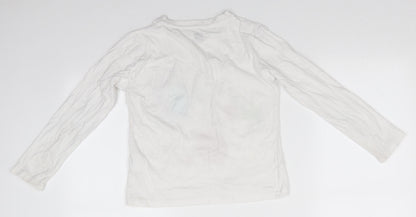 Comic Relief Girls White Animal Print Cotton Basic Casual Size 6 Years Round Neck  - Sully & Mike Monsters