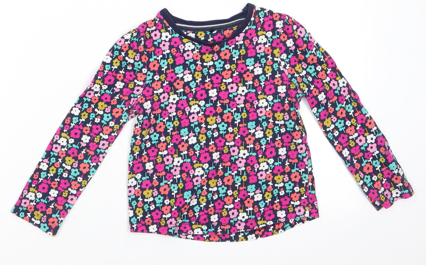 George Girls Blue Floral Cotton Basic Casual Size 3-4 Years Round Neck  - Pink Green Orange Blue White Flowers