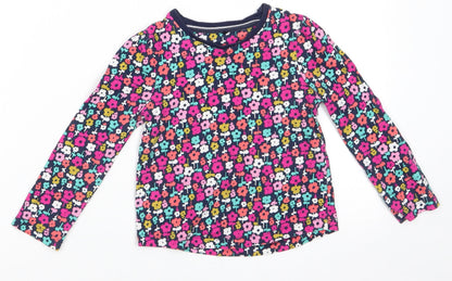 George Girls Blue Floral Cotton Basic Casual Size 3-4 Years Round Neck  - Pink Green Orange Blue White Flowers