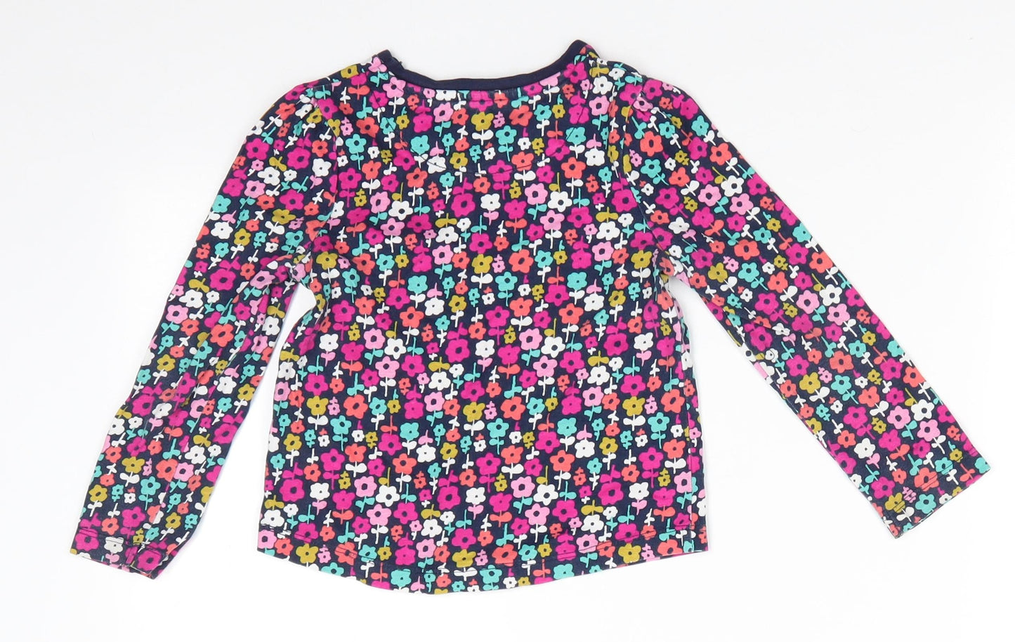 George Girls Blue Floral Cotton Basic Casual Size 3-4 Years Round Neck  - Pink Green Orange Blue White Flowers