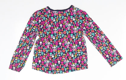 George Girls Blue Floral Cotton Basic Casual Size 3-4 Years Round Neck  - Pink Green Orange Blue White Flowers