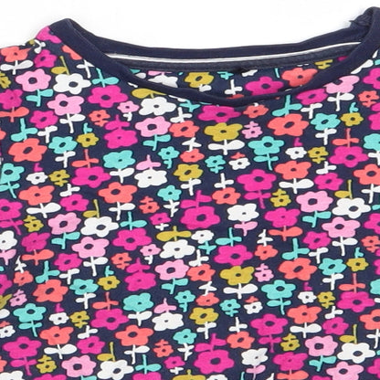 George Girls Blue Floral Cotton Basic Casual Size 3-4 Years Round Neck  - Pink Green Orange Blue White Flowers