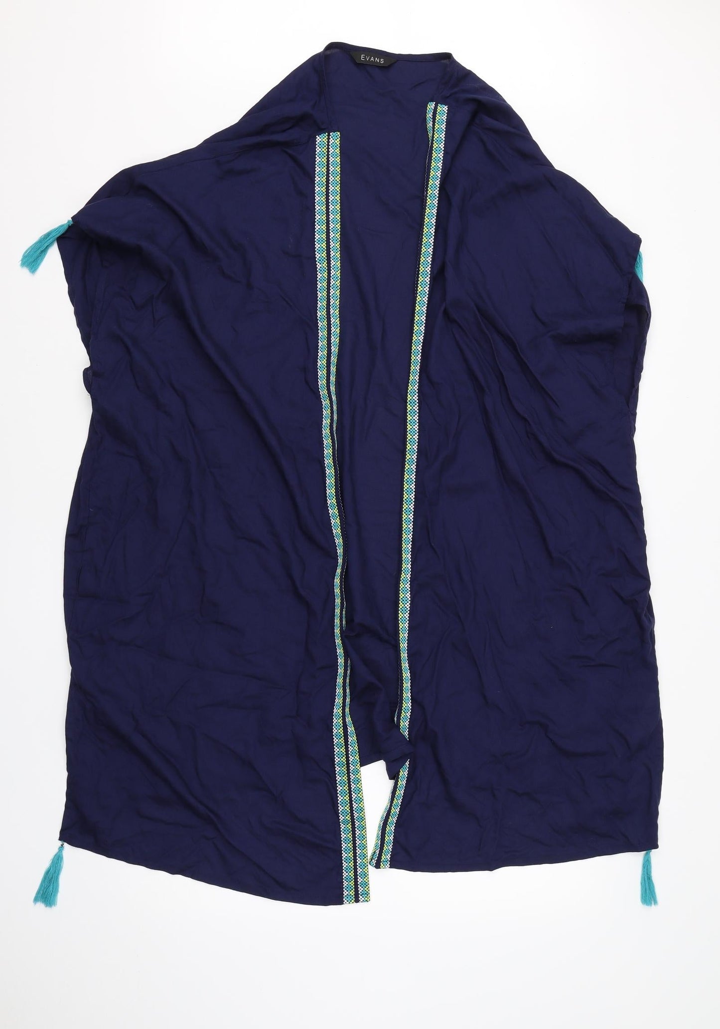 Evans Womens Blue Round Neck  Viscose Shrug Jumper Size 20