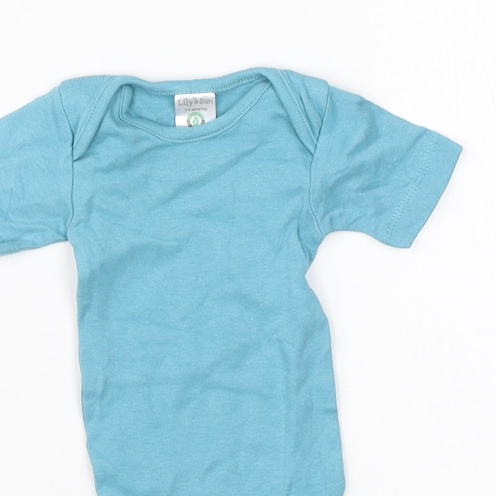 Lily & Dane Boys Blue  Cotton Babygrow One-Piece Size 0-3 Months