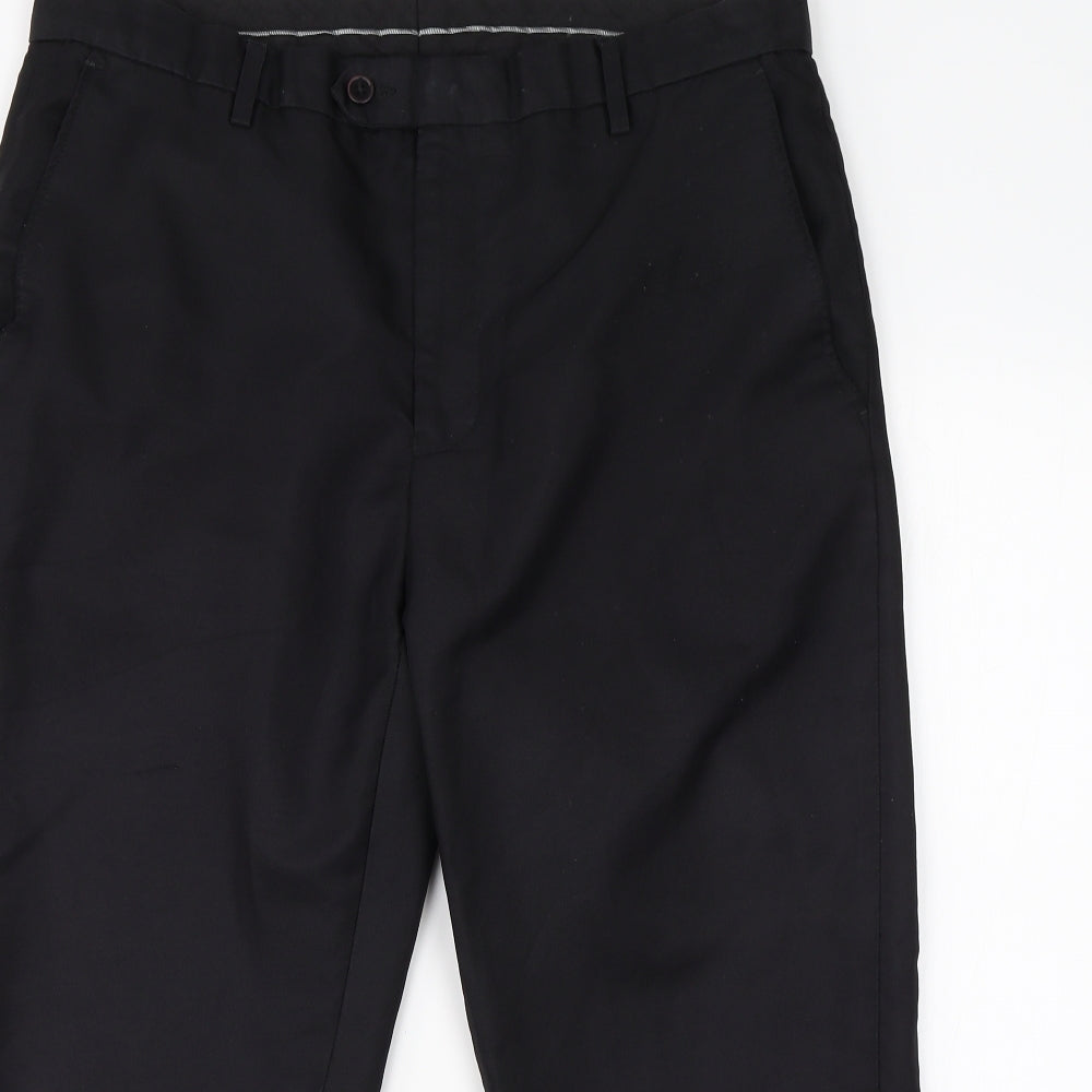 Mens UK Size 36 Cedar Wood State Regular Fit Dress Pants Black Trousers