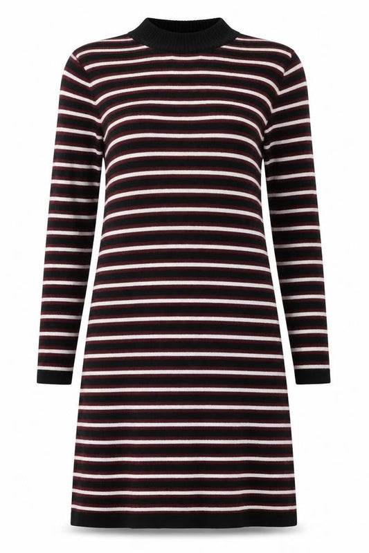 Front view of ESMARA women’s red striped cotton t-shirt dress, size UK 8, halter