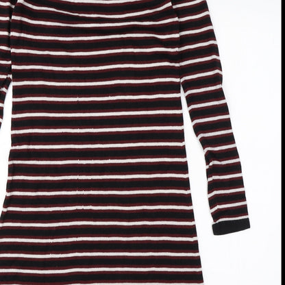 ESMARA Womens Red Striped Cotton T-Shirt Dress  Size 8  Halter