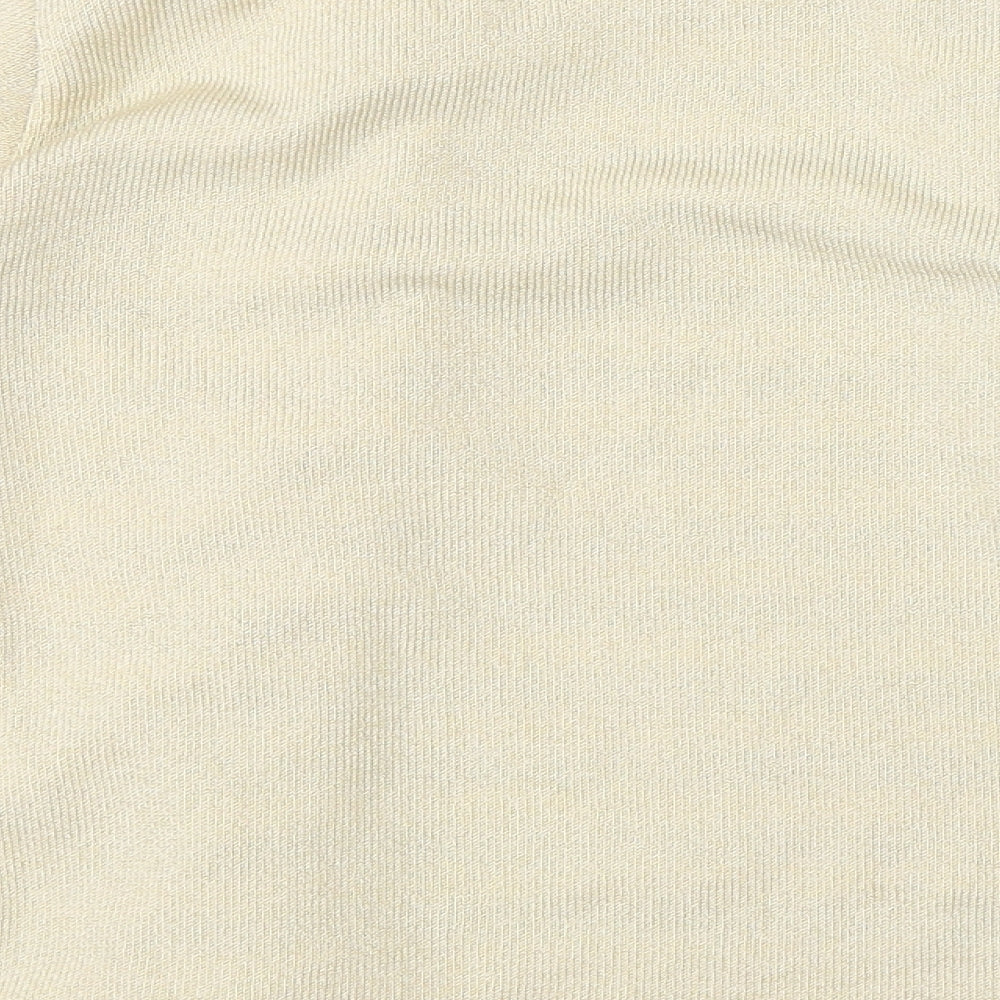 Future Lady Womens Beige Round Neck Striped Elastane Cardigan Jumper Size M