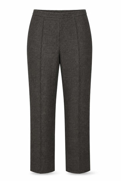 Front view of Marks & Spencer women’s grey polyester dress pants trousers, size UK 12, 27-inch leg regular