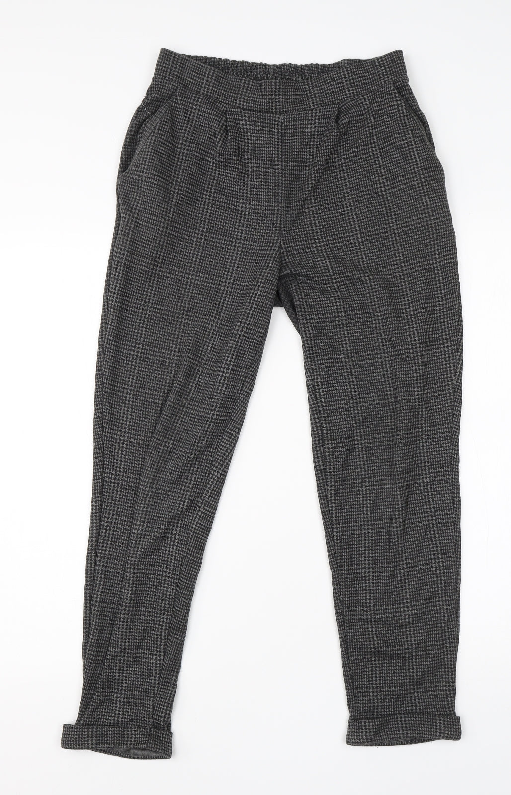 Primark Womens Grey Houndstooth Polyester Dress Pants Trousers Size 8 L25 in Regular