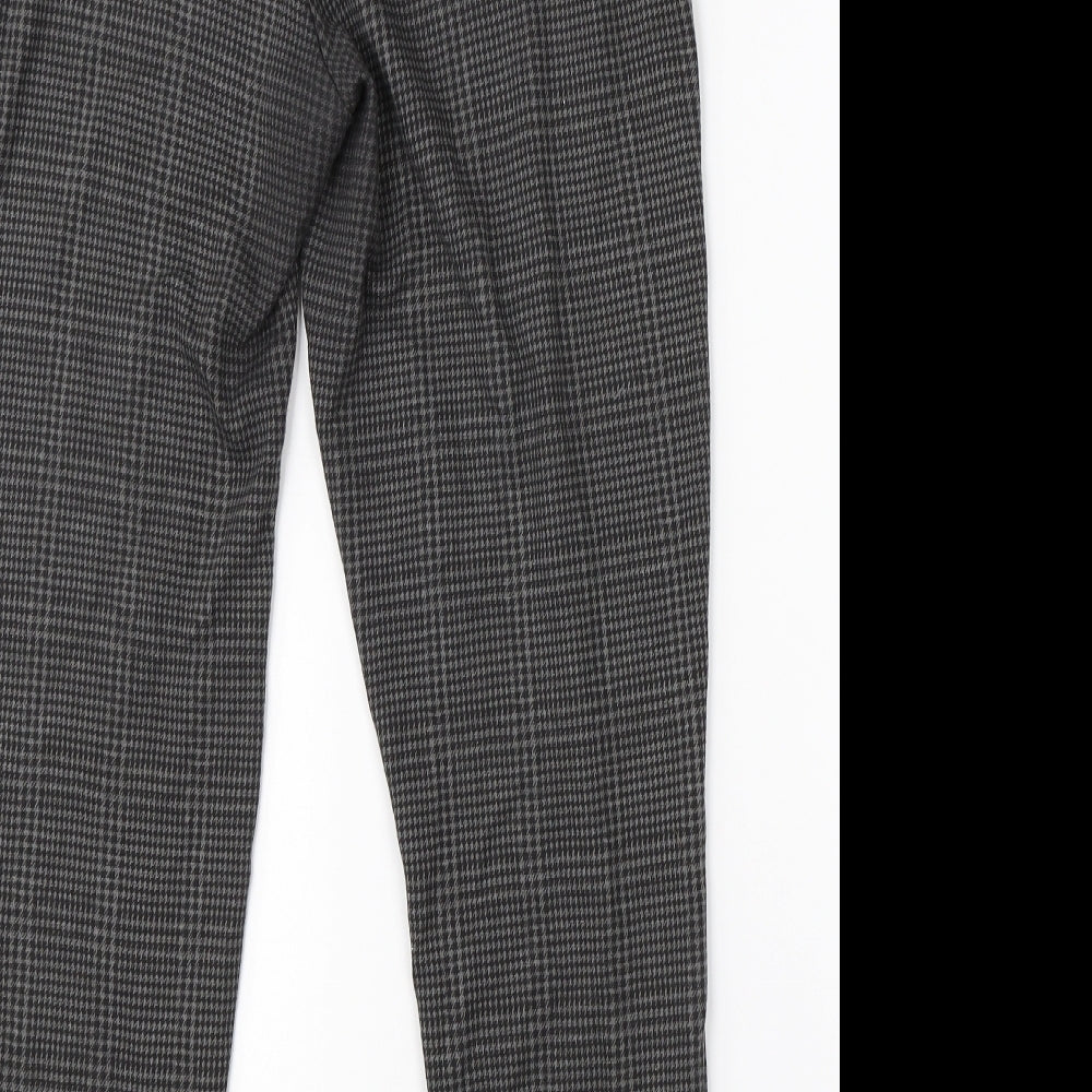 Primark Womens Grey Houndstooth Polyester Dress Pants Trousers Size 8 L25 in Regular