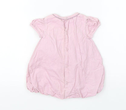 mamas & papas Girls Pink  Cotton A-Line  Size 0-3 Months  Round Neck